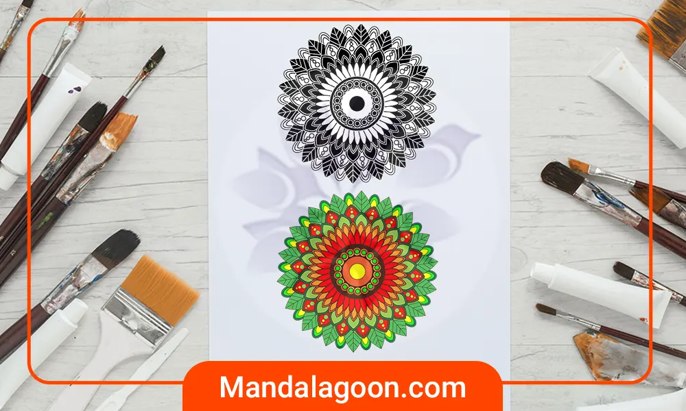 تصویر دو مدل ماندالا ساده که رنگ آمیزی شده است | Coloring Simple Mandala