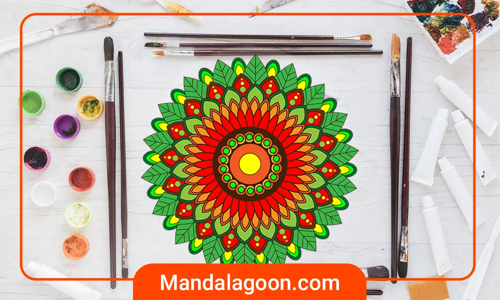 تصویر رنگ آمیزی ماندالا ساده به گواش | Coloring Simple Mandala
